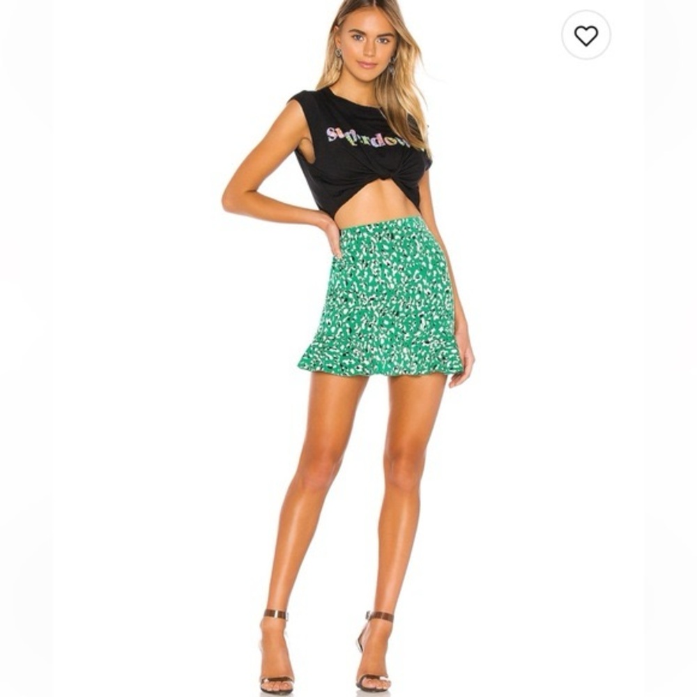 XS Superdown Miniskirt Green Animal Print